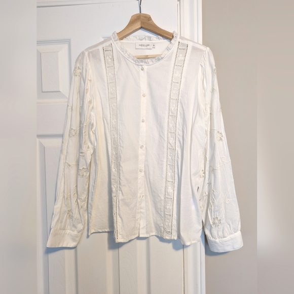 Lace romantic shirt, Ecru, size XL - Picture 2 of 10